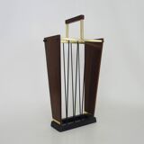 Umbrella stand, walking stick holder in brass, teak and metal, Germany, 1960s