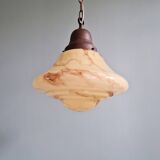 Art Deco suspension in marbled opaline, Scailmont (Belgium), 1920-30