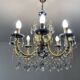 Large Russian chandelier in blue ceramic and crystal pendants, mid-20th century