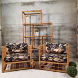 Bibliothèque étagère en bambou vintage