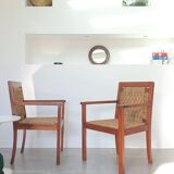 Paire de fauteuils corde des années 50
