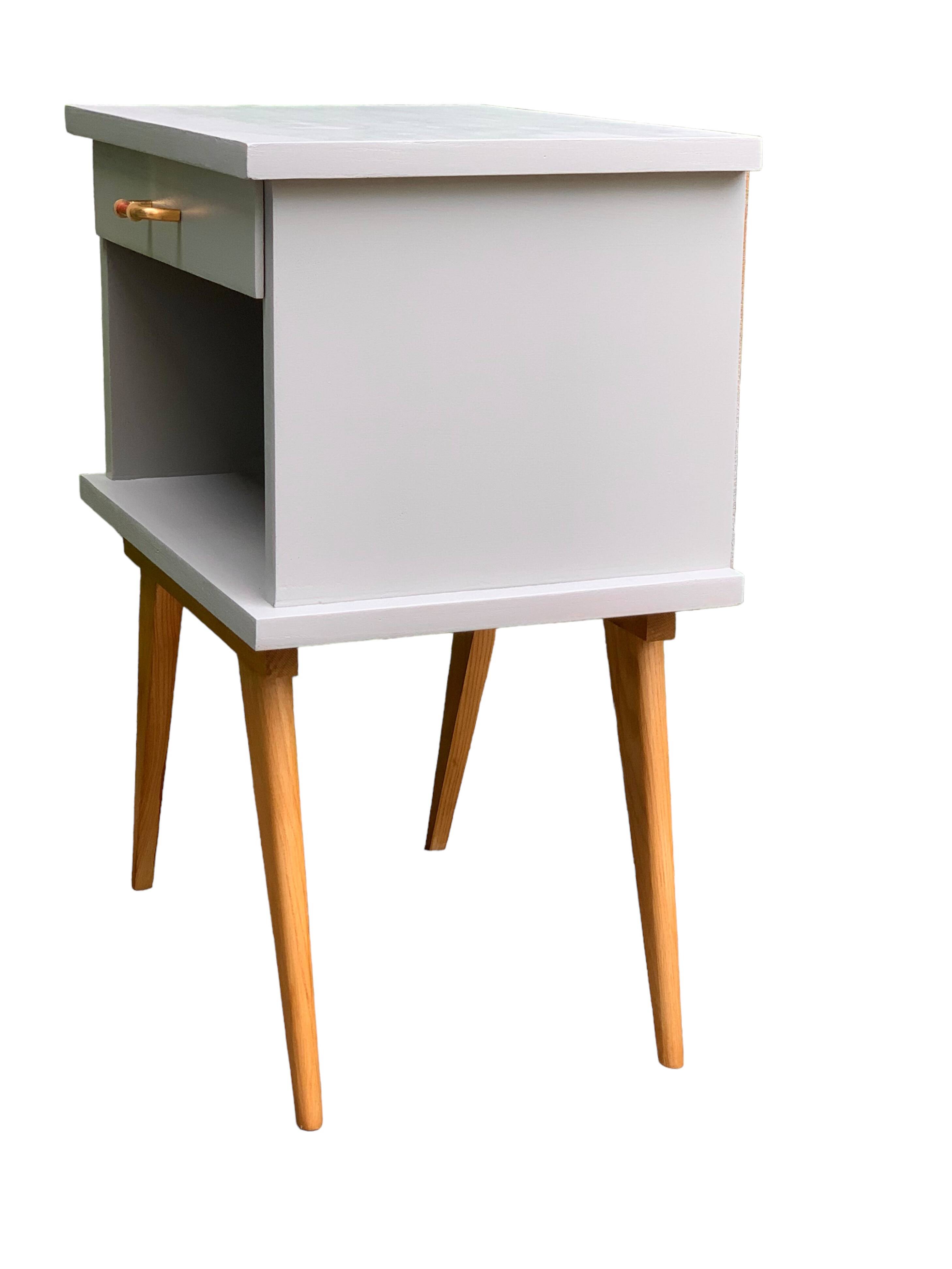 Pair of vintage 1950s compass foot bedside tables