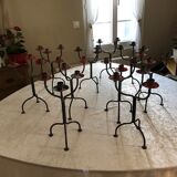 1 set of 10 candle holders 3 branches in wrought iron
