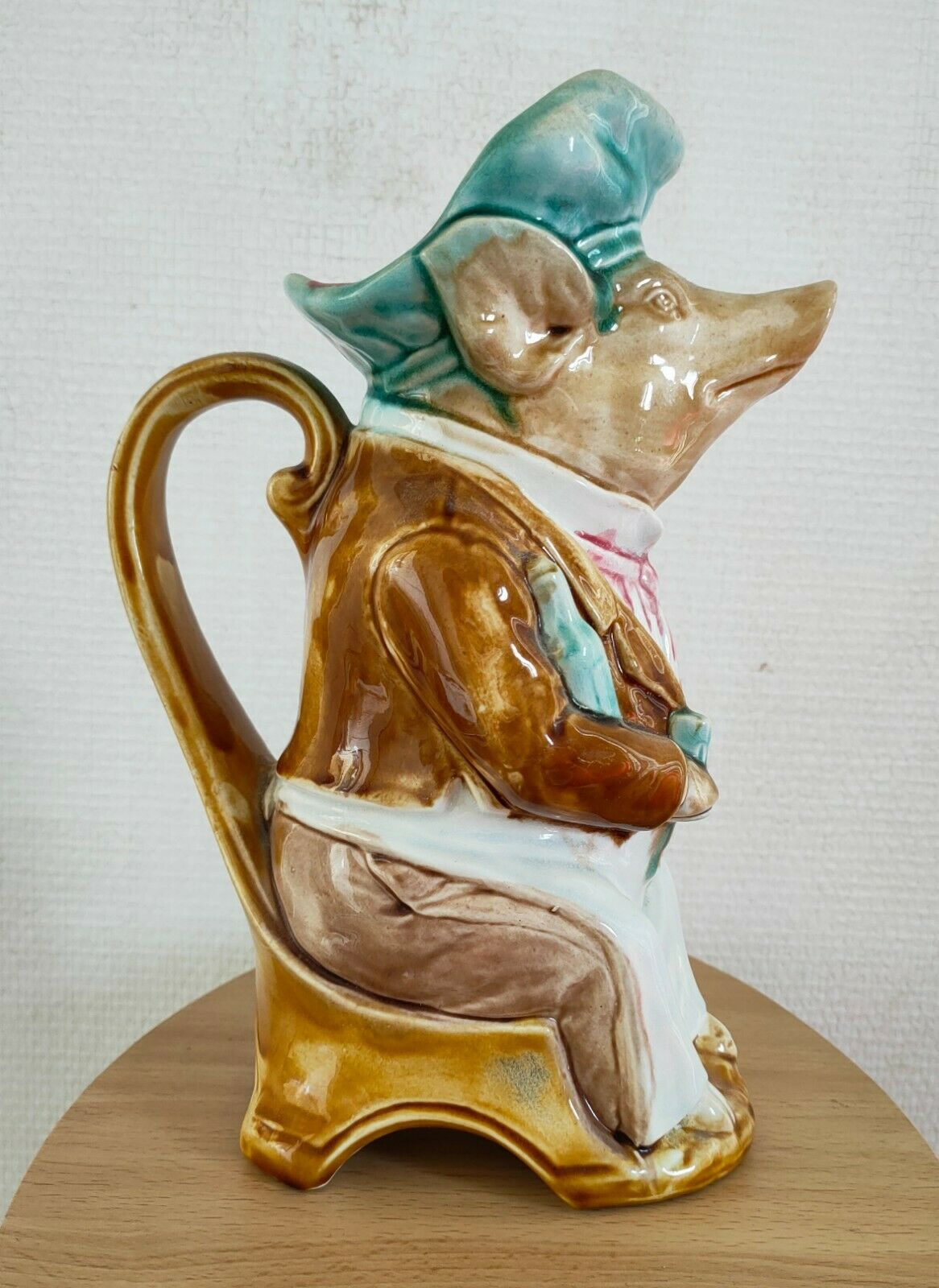 Pitcher Barbotine Pig Onnaing Late 19th Early 20th