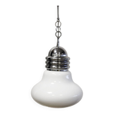 Lustre ampoule vintage opaline & chrome 1960s
