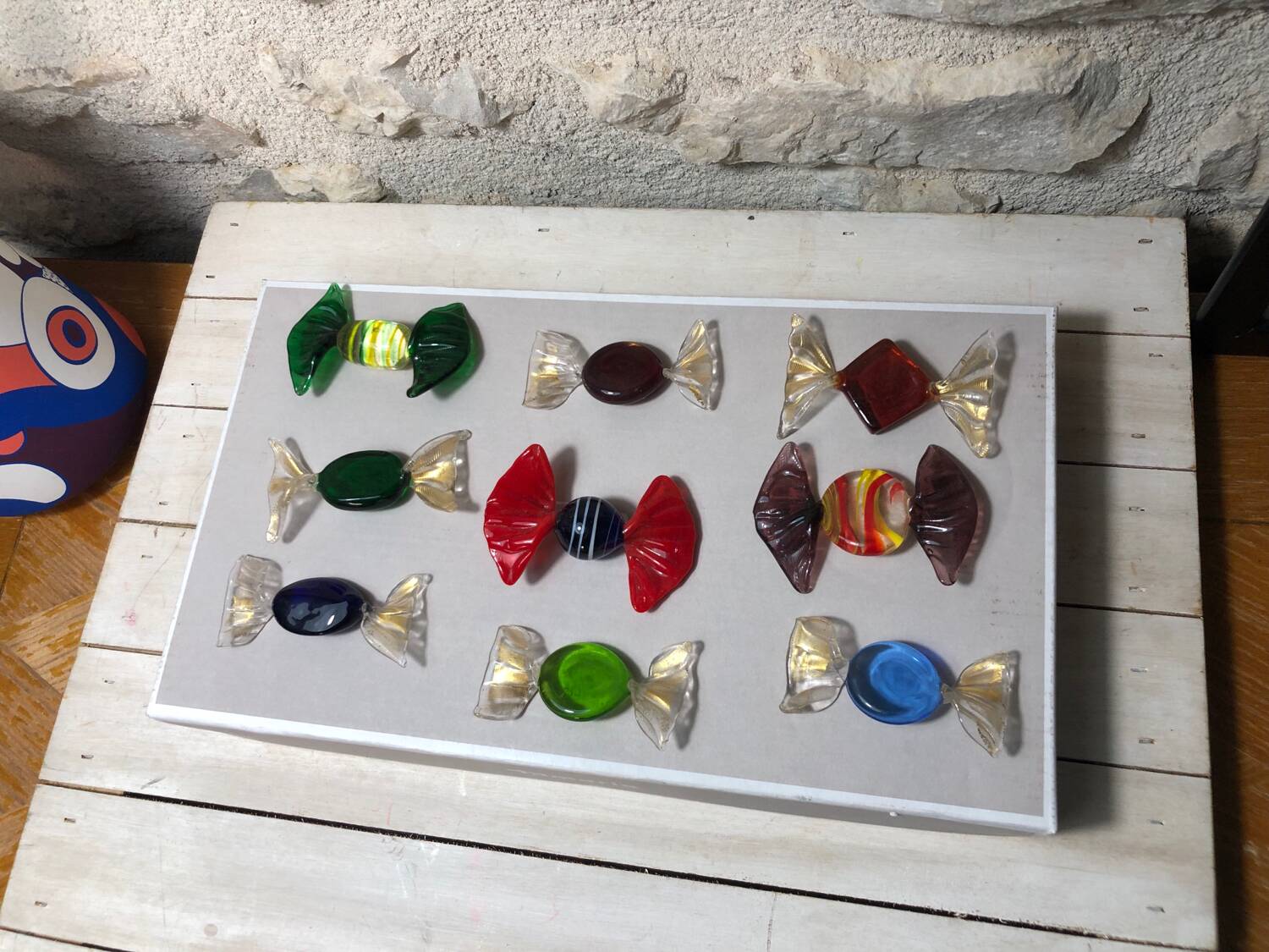 9 Murano glass candies