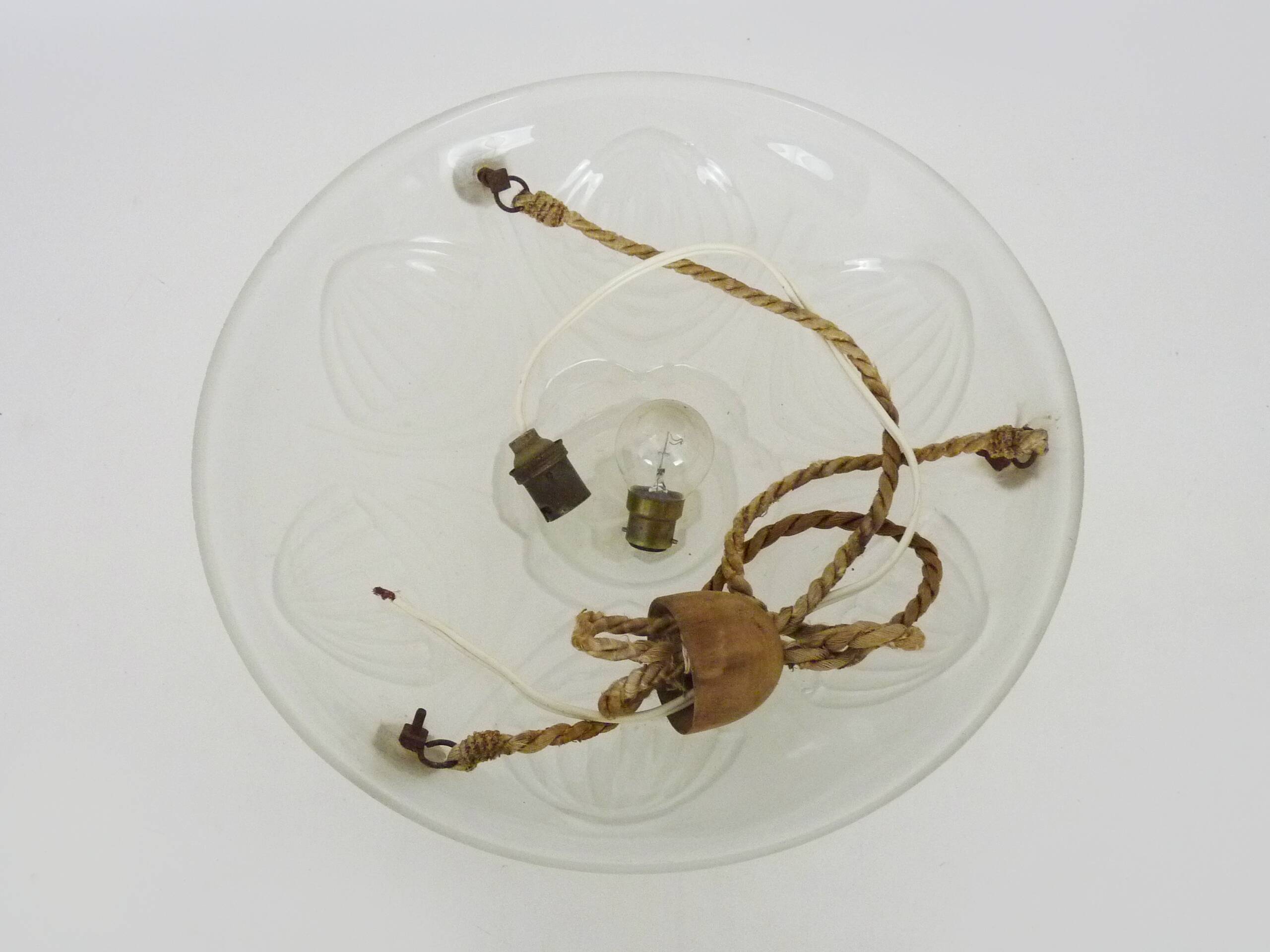 Art Deco washbasin pendant light 1 light in glass with geometric patterns