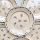 8 assiettes plates porcelaine vintage K&G Luneville "Flore" 1950s petites fleurs bleues