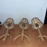 3 rattan sconces 50s