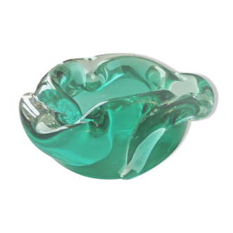 Cendrier en verre de Murano, avec incrustations couleur or
