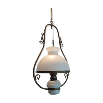 19th century white opaline pendant light
