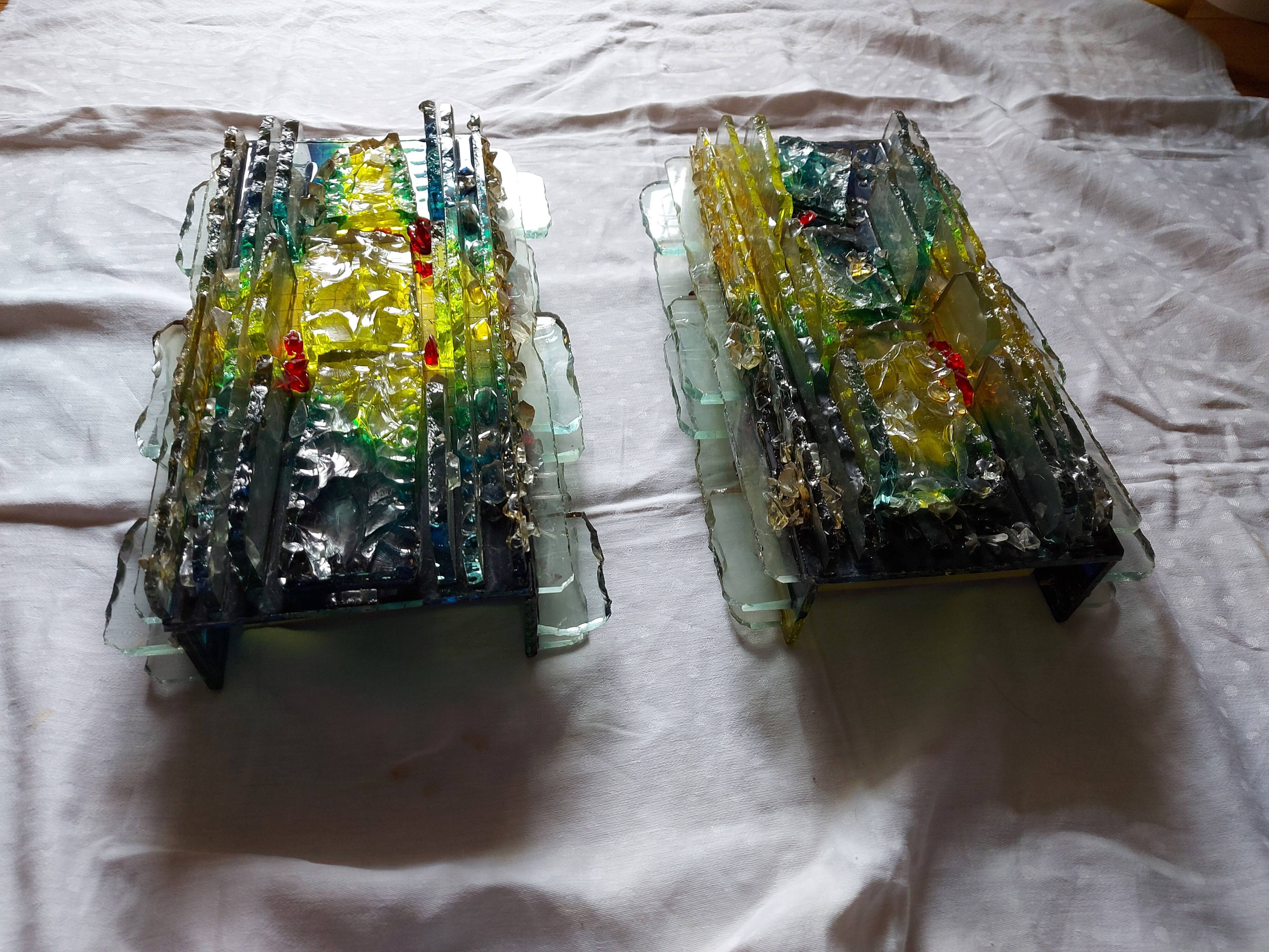 Pair of raak glass appliques, Willem Van Oyen, Chartres model