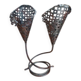 Vintage double candle holder in perforated metal – 60s/70s style