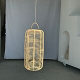 Large lantern-shaped rattan pendant lamp H50 D24