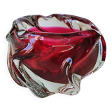 Empty pocket/Ashtray in blown Art glass, Murano. Ruby red, 1960