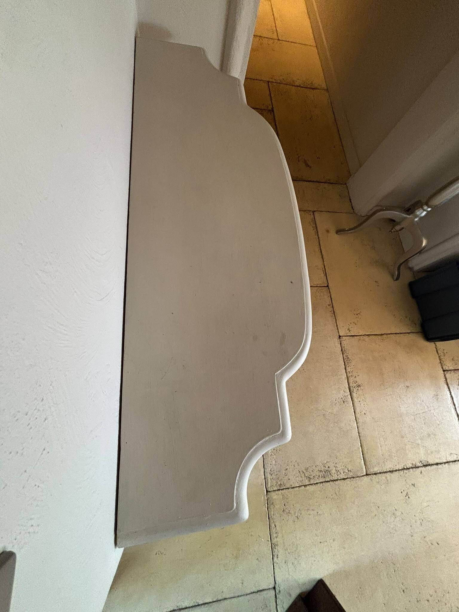 White carved wall entry console