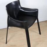 Fauteuil vintage en cuir noir - Années 80