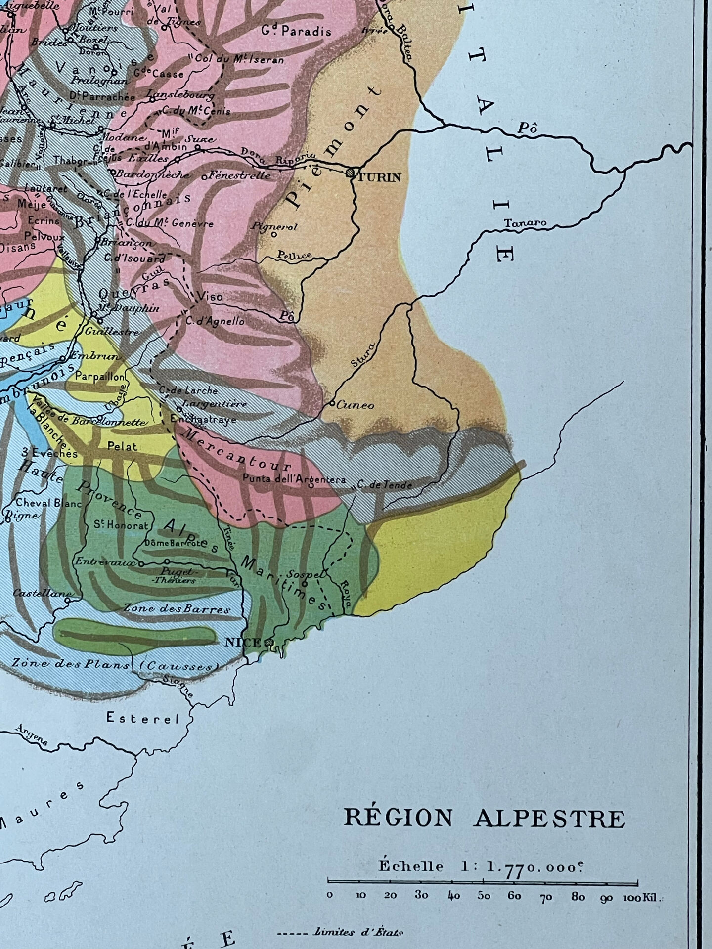 Carte originale Alpes - 37x27cm - 1908