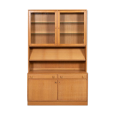 Swedish vintage bookcase cabinet in two parts by Erik Worts, 1970
