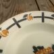 Set of 2 ceramic soup plates décor basket apricots signed Badonviller