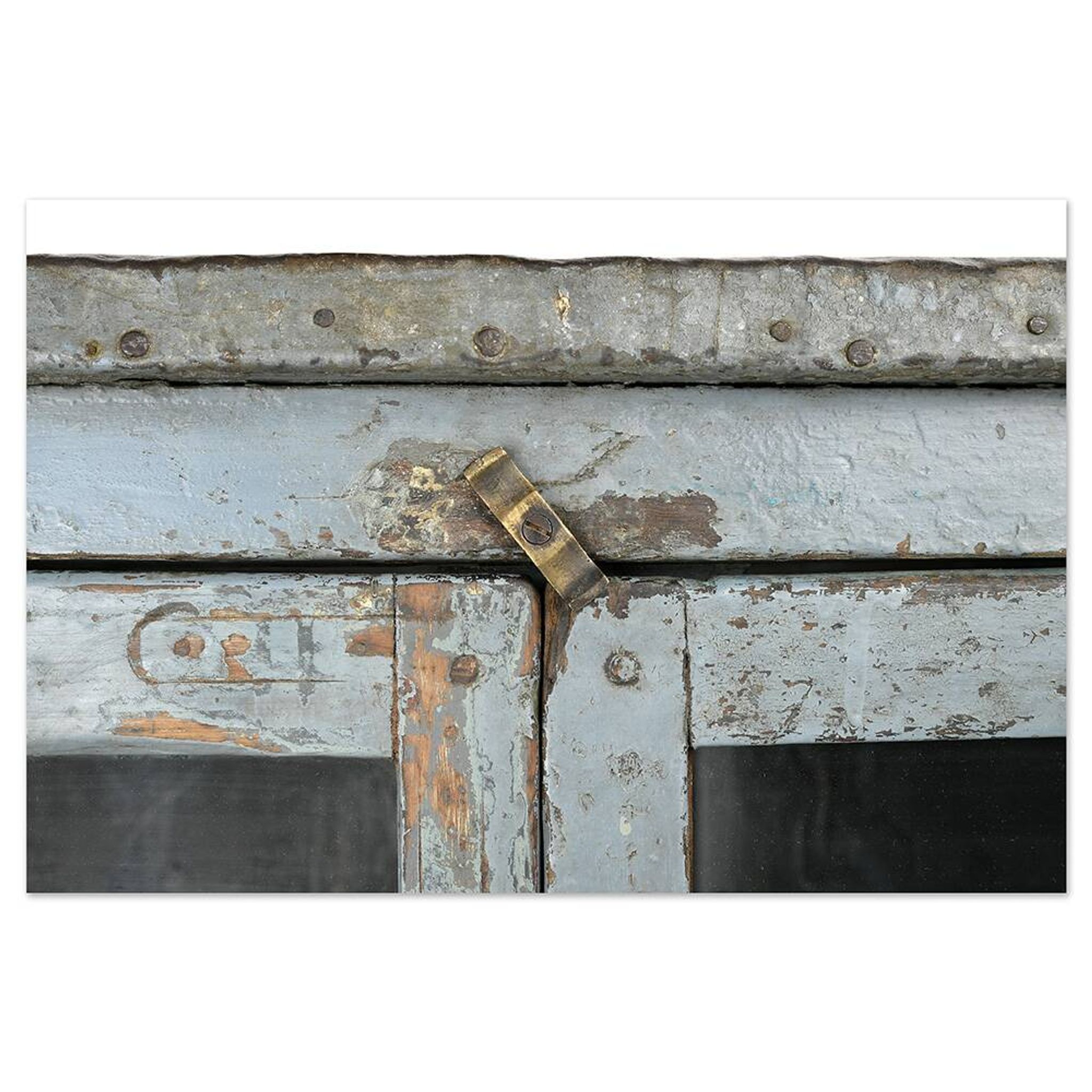 Glazed sideboard in patinated solid wood