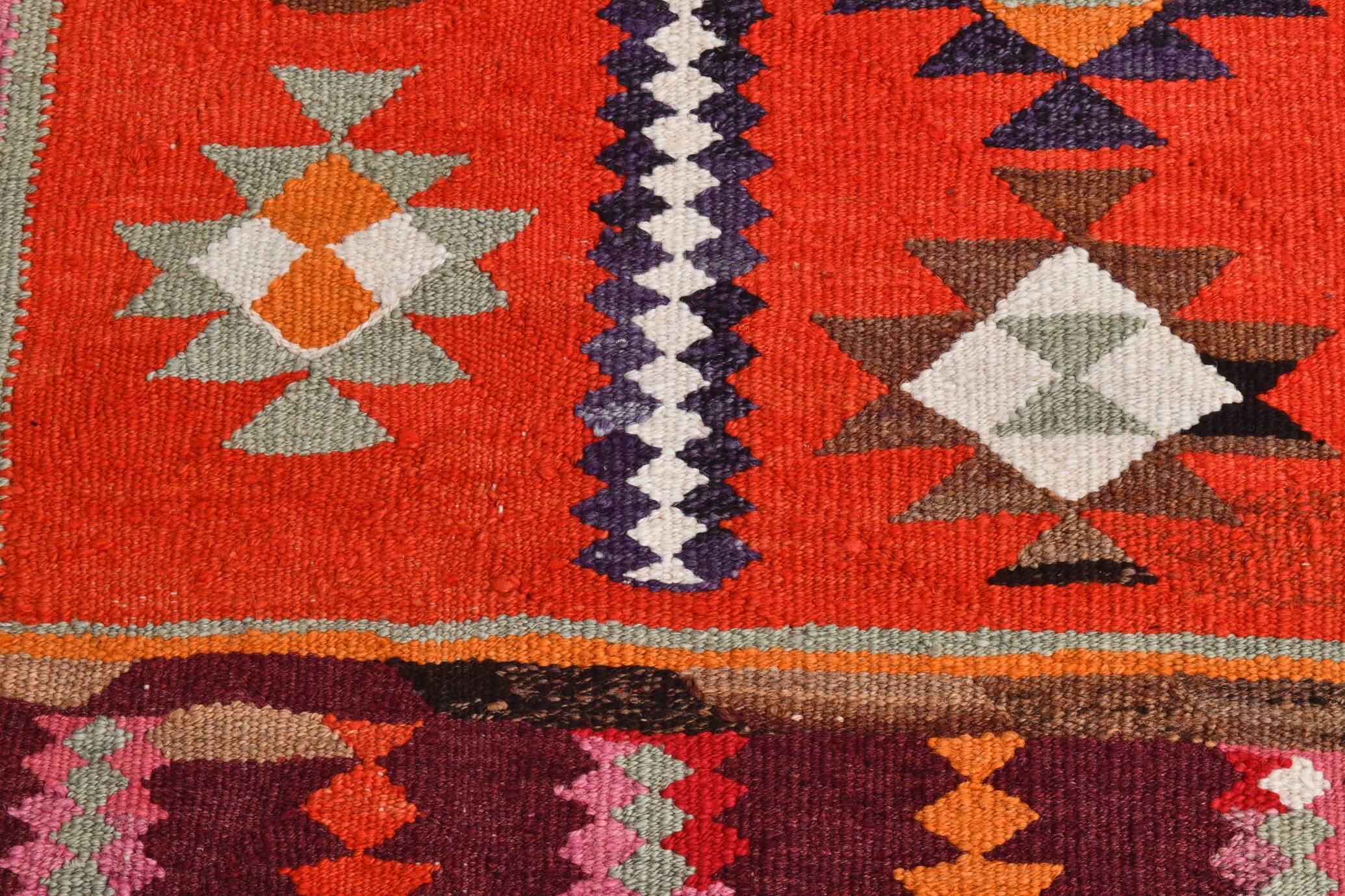 3x11 Pink Brown Vintage Kilim Runner Rug, 104x328Cm