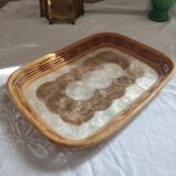 Rectangular Capiz Shell mother-of-pearl and wicker tray