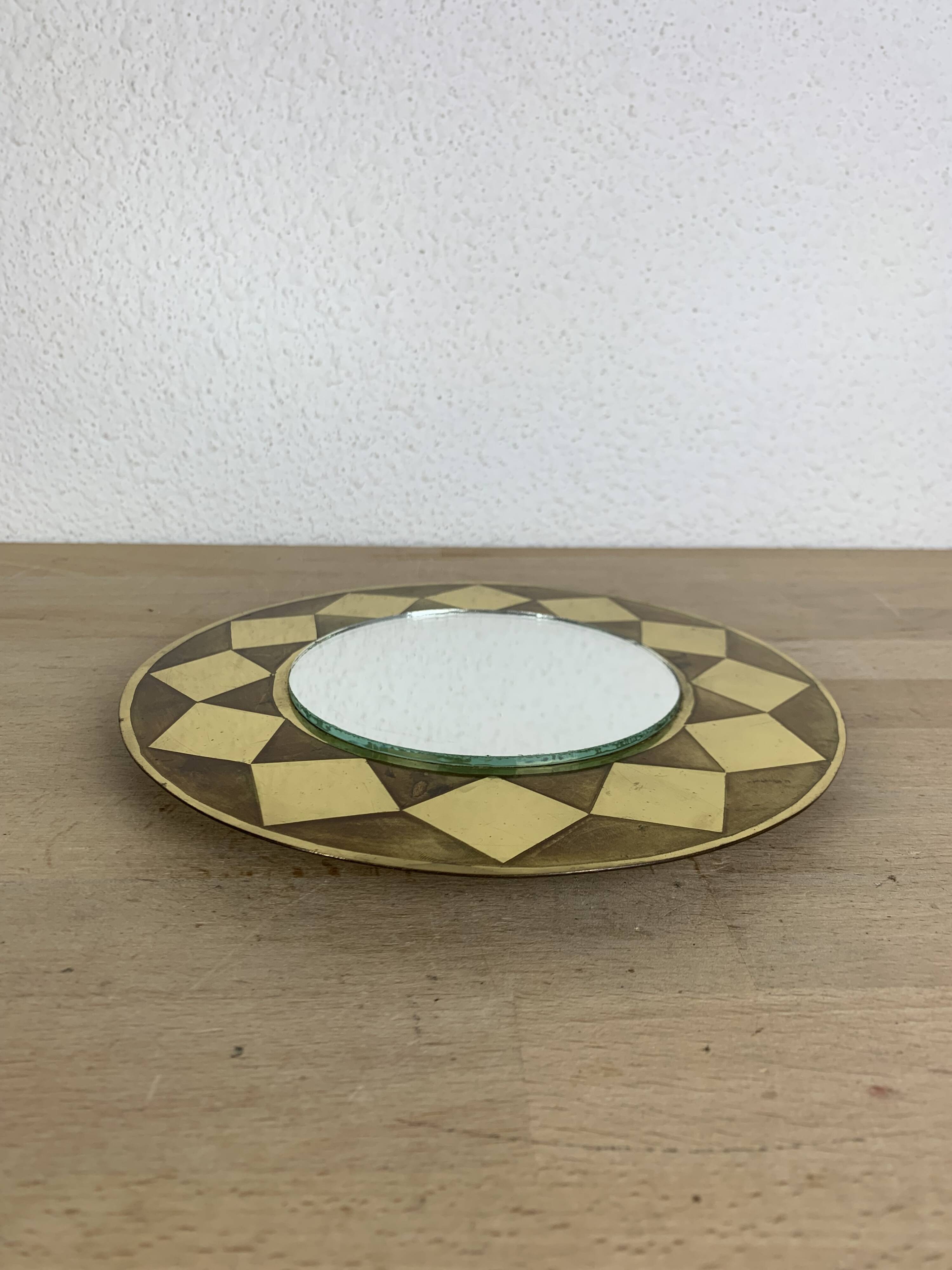 Miroir rond laiton doré vintage