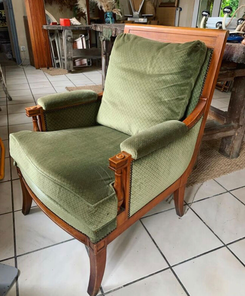 Green "Bergère" armchair
