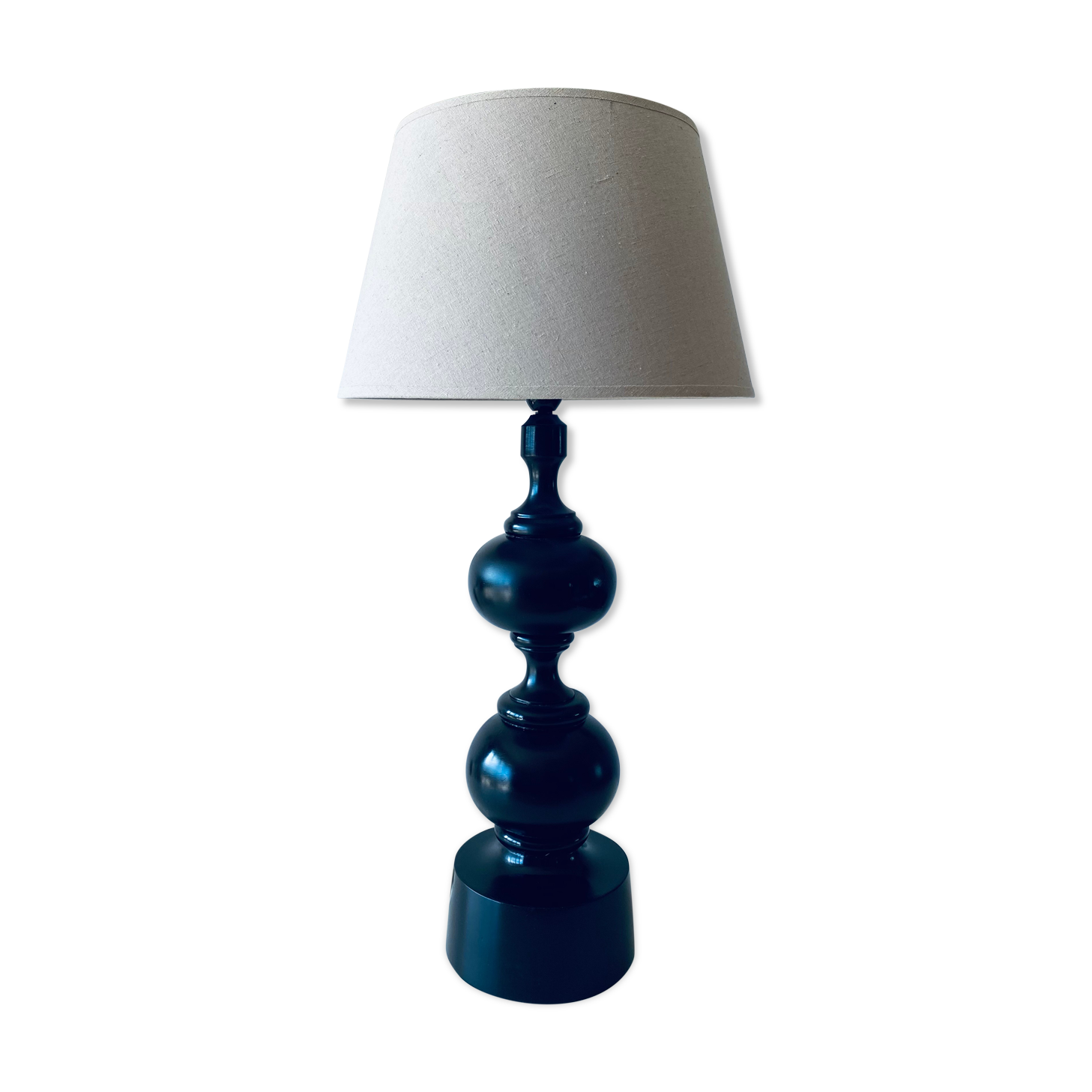 Vintage turned wooden lamp