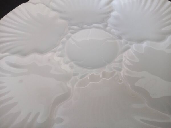 Lot de 6 assiettes à huitres en porcelaine blanche Bareuther Bavaria