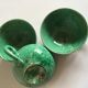 Cups green glazed ceramic, marius giuge, vallauris 50's