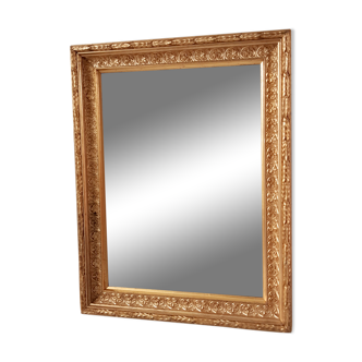 Miroir doré en bois et stuc ancien 24x30cm
