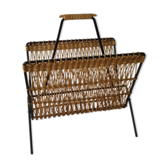 Wicker and metal magazine rack