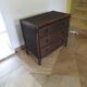 Vintage 3-drawer chest of drawers - wood, bamboo and woven rattan - 1980s