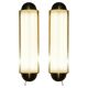 Pair of Art Deco wall sconces in brass and glass by Genet-Michon.