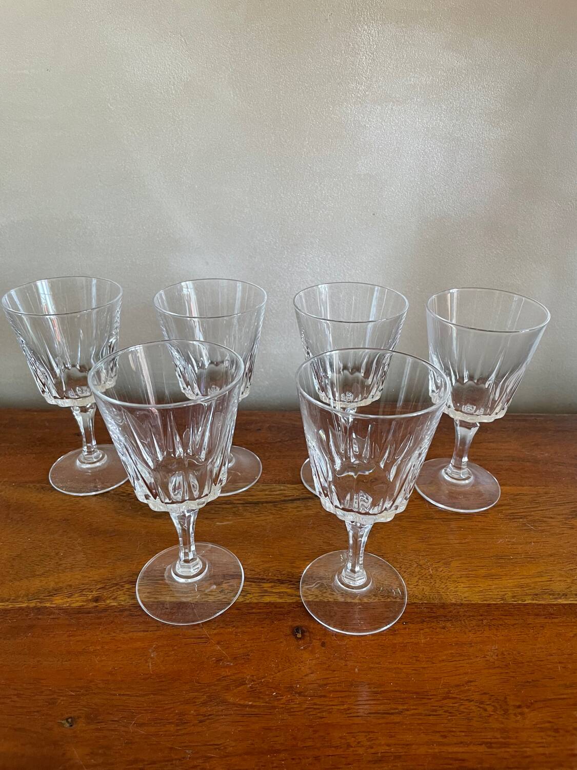 6 Arques Versailles crystal wine glasses