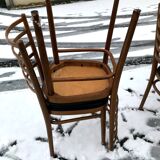 Vintage 60s slatted chairs and leatherette