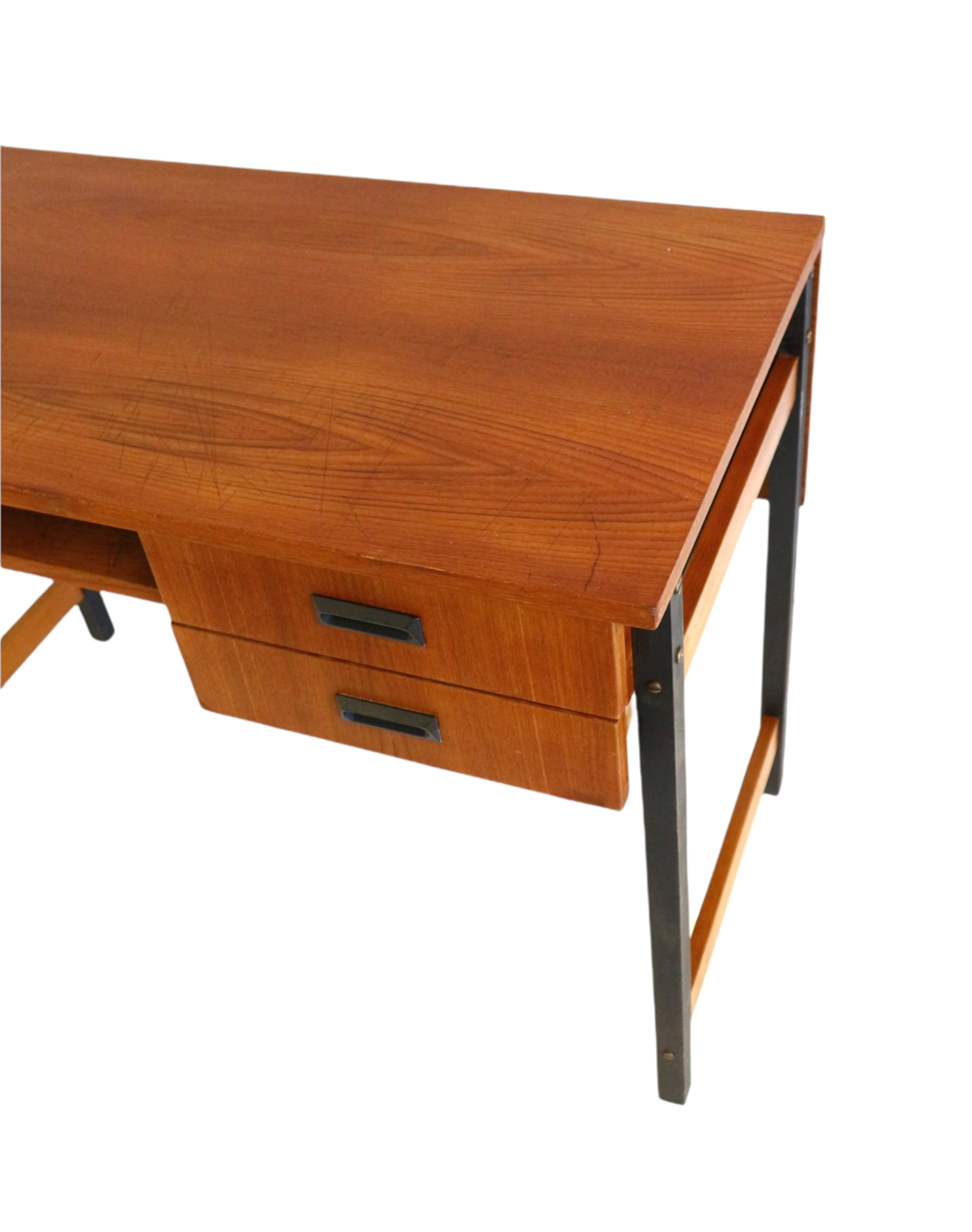 Vintage teak desk with 2 drawers made in the 60s