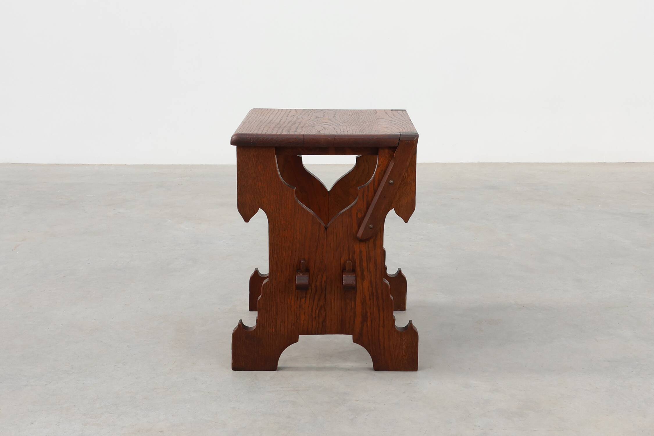Belgian Arts & Crafts or Jugendstil Oak Stool, circa 1890