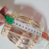 Vintage Half Sphere glass vase with rattan cladding