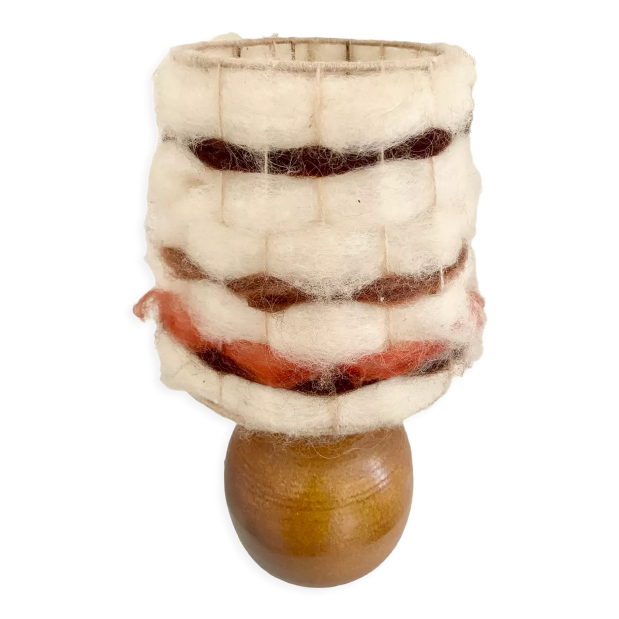 Lamp in stoneware lampshade vintage wool
