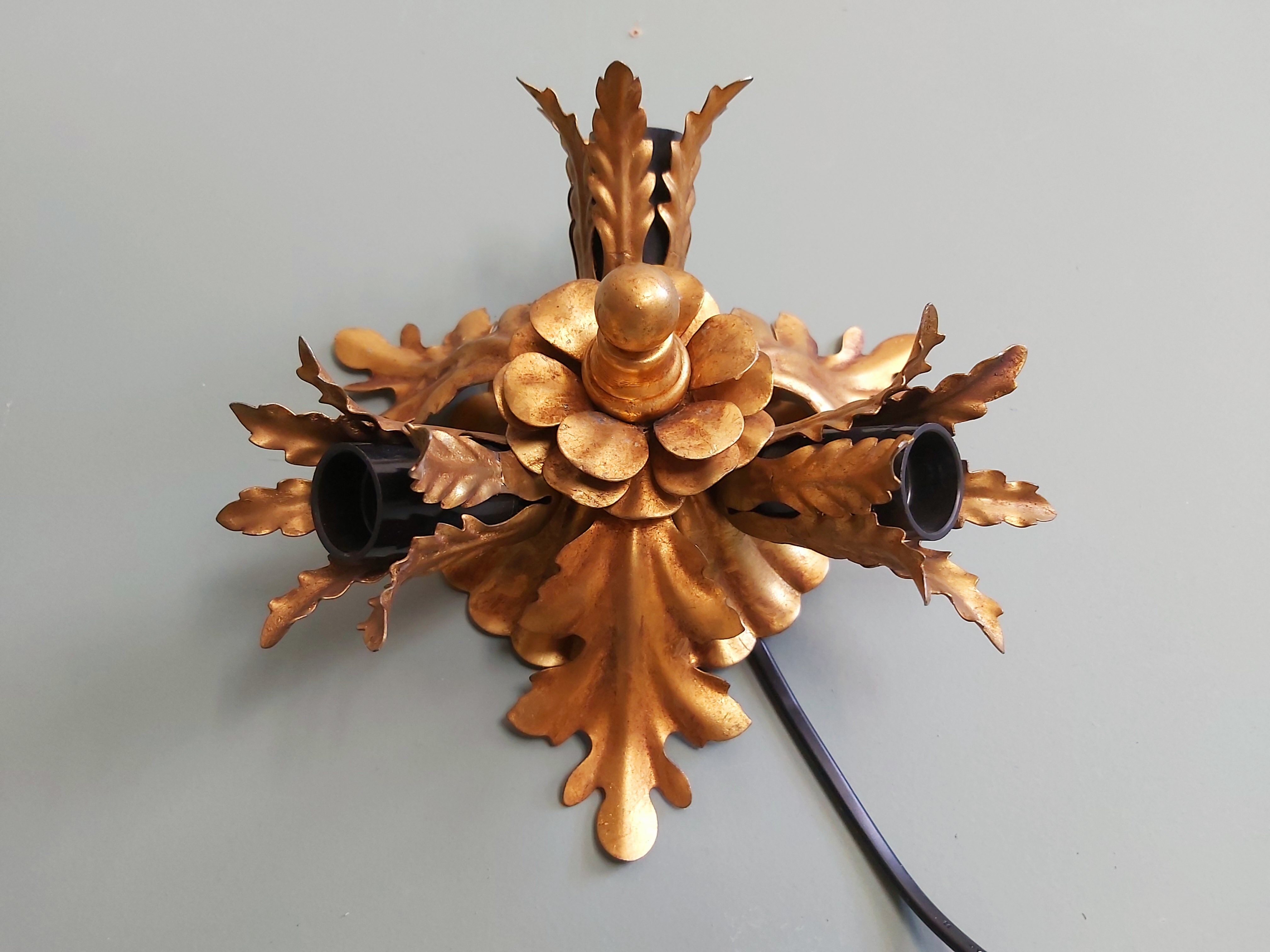Wall lamp/ceiling lamp in gilded metal, Banci Firenze, 70s