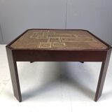 Table basse ou table d'appoint vintage en laiton gravé, années 1970