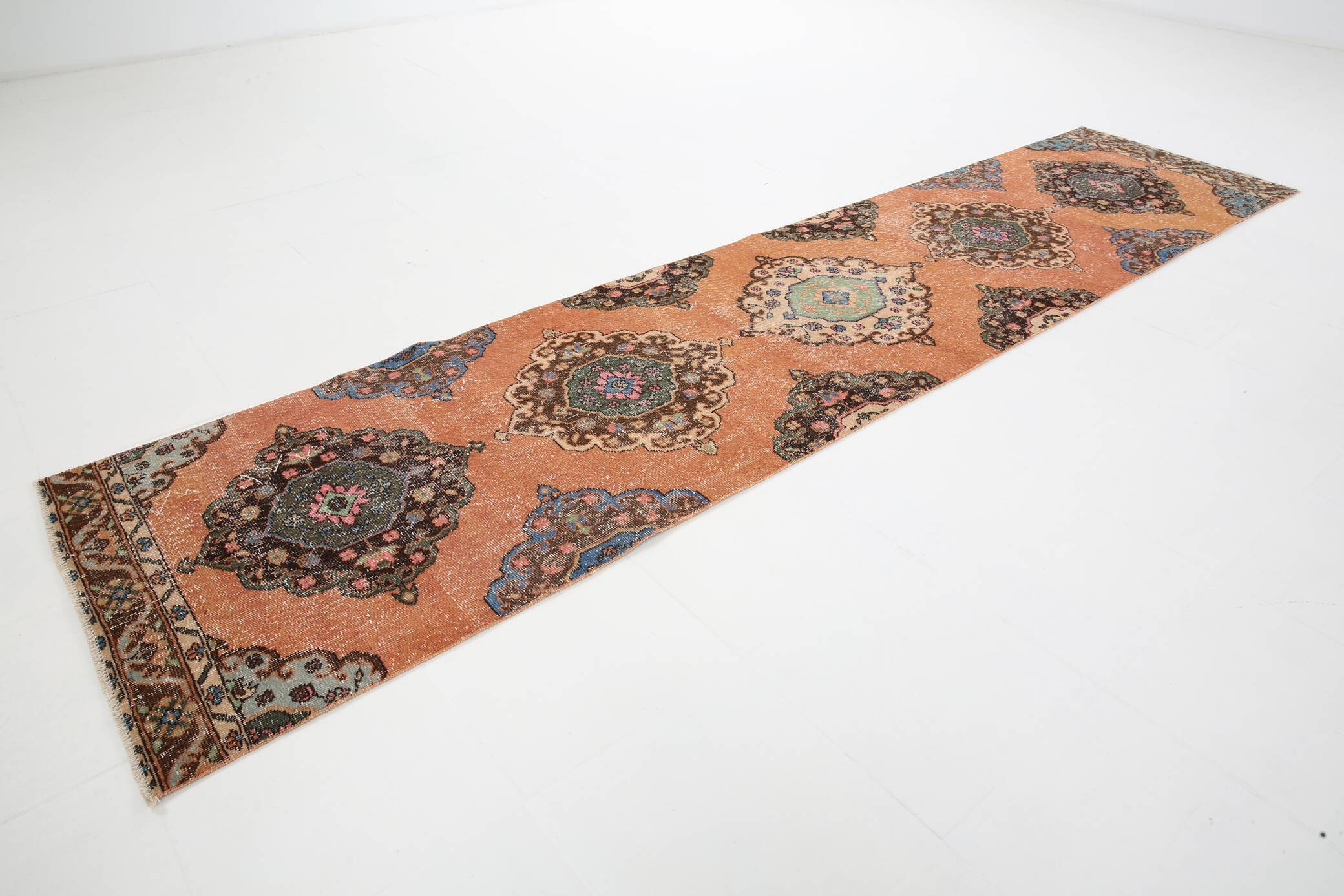 3x12 Oriental Orange Persian Runner Rug, 89x384Cm