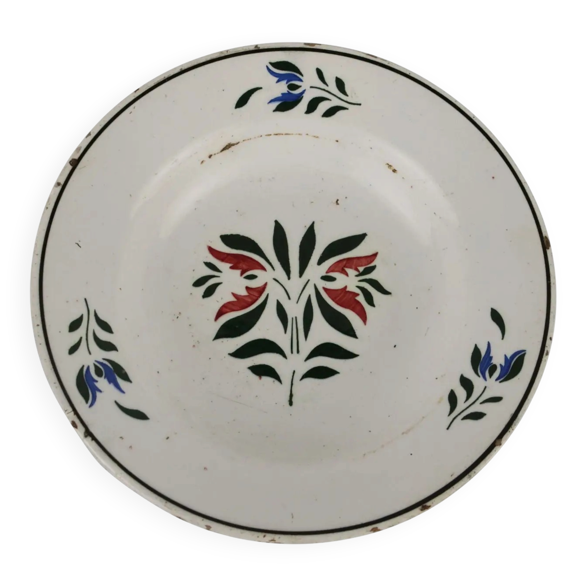Antique ceramic plate made in France, early 20th century.
