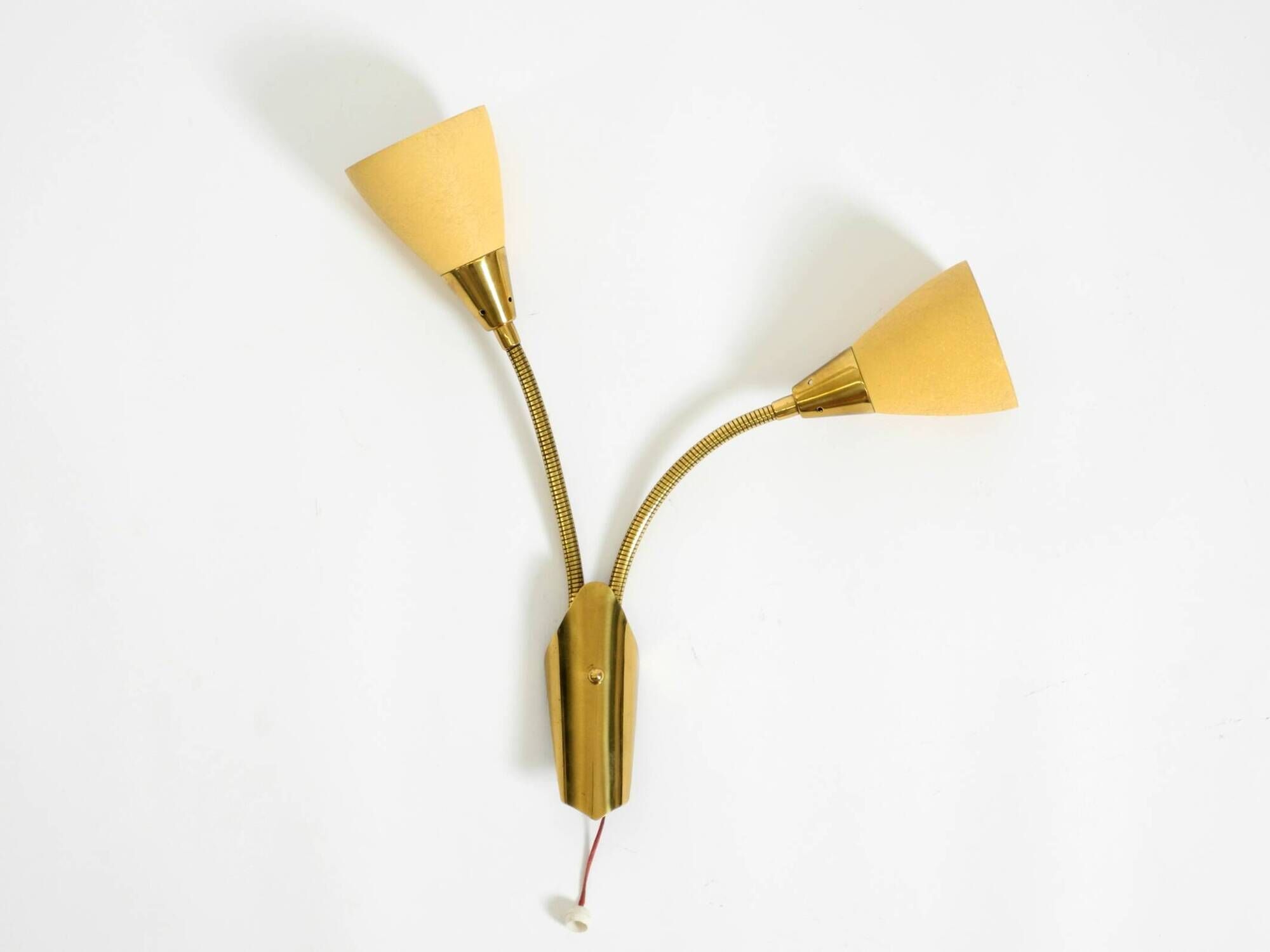 Mid Century unused brass wall lamp with double shade by Cosack Leuchten
