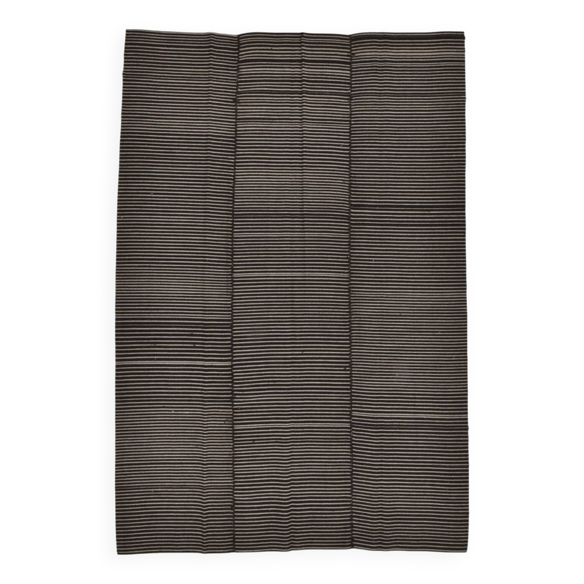 6x9 Pinstriped Black & Gray Turkish Area Rug, 183x269Cm
