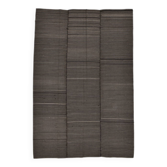 Tapis turc à fines rayures noires et grises (6 x 9 po), 183 x 269 cm