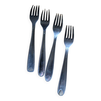 Set of 4 mismatched stainless steel shell forks